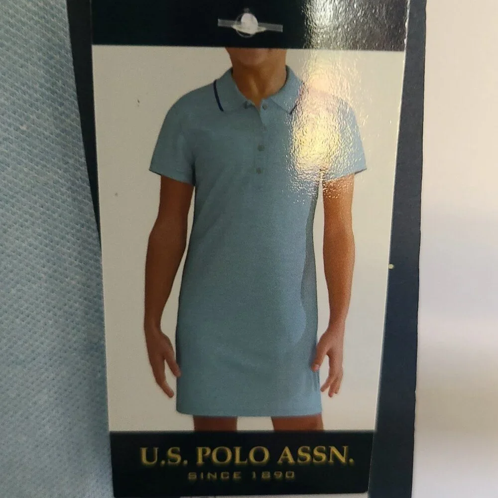 U.S. POLO ASSN. GIRL'S LT. BLUE SHIFT DRESS WITH LOGO SIZE 8 (M) - Picture 3 of 6